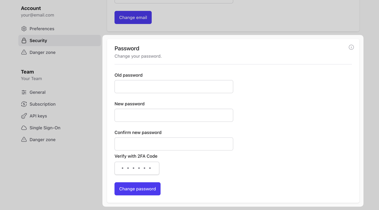 Change your account password