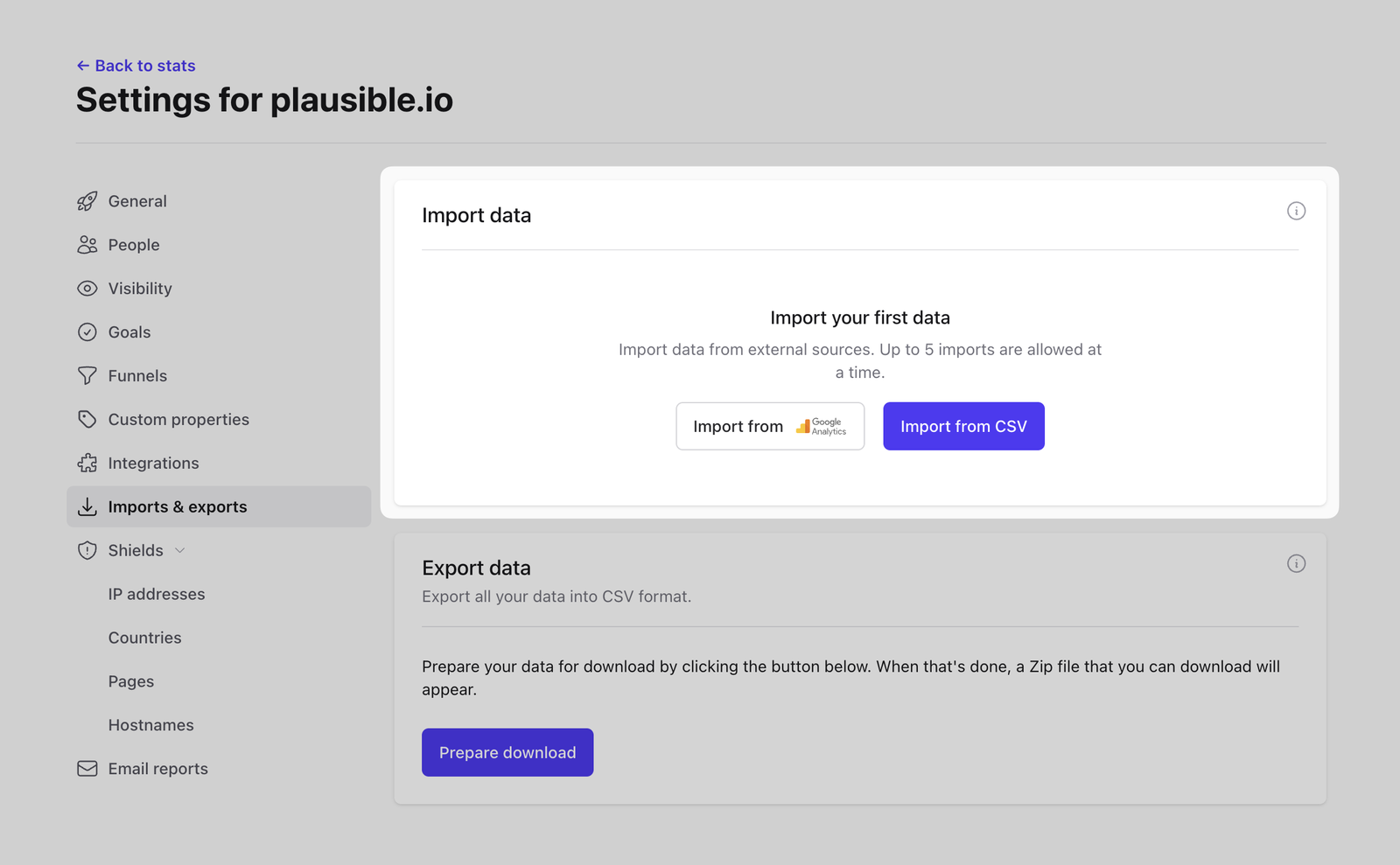 Import Google Analytics data into Plausible