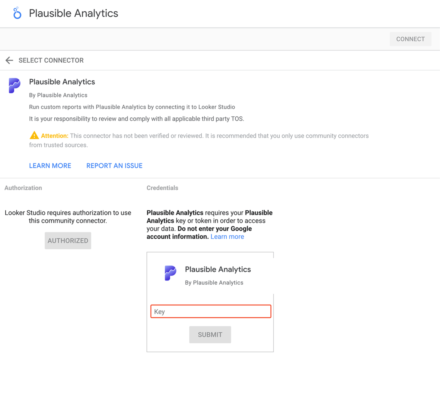 Insert your Plausible API key