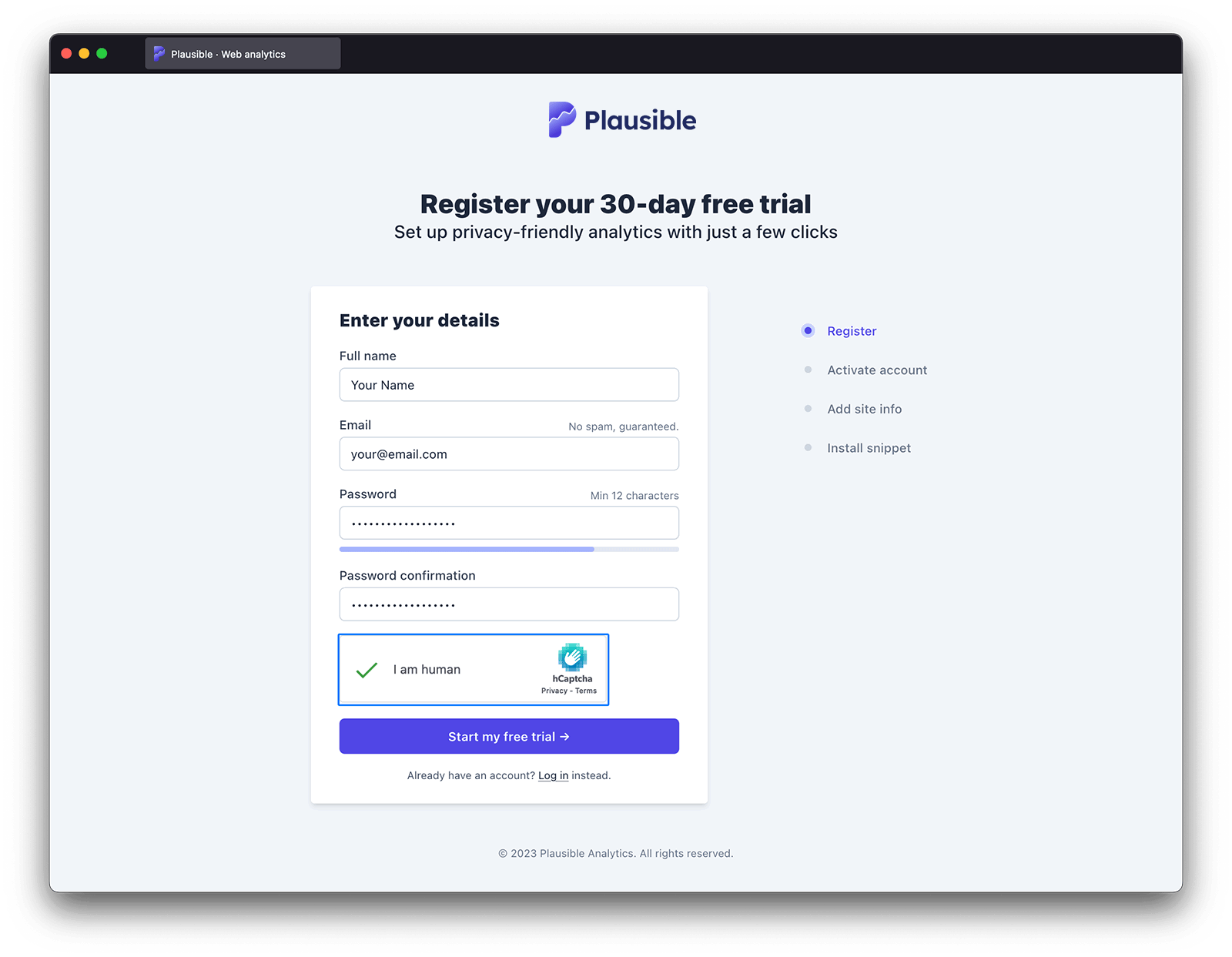 Register your Plausible account Register your Plausible account