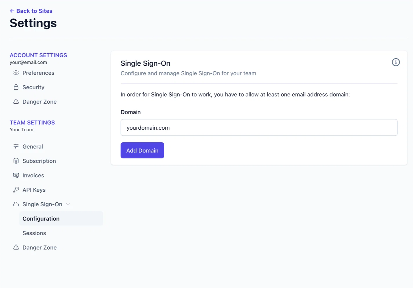 Adding SSO domain
