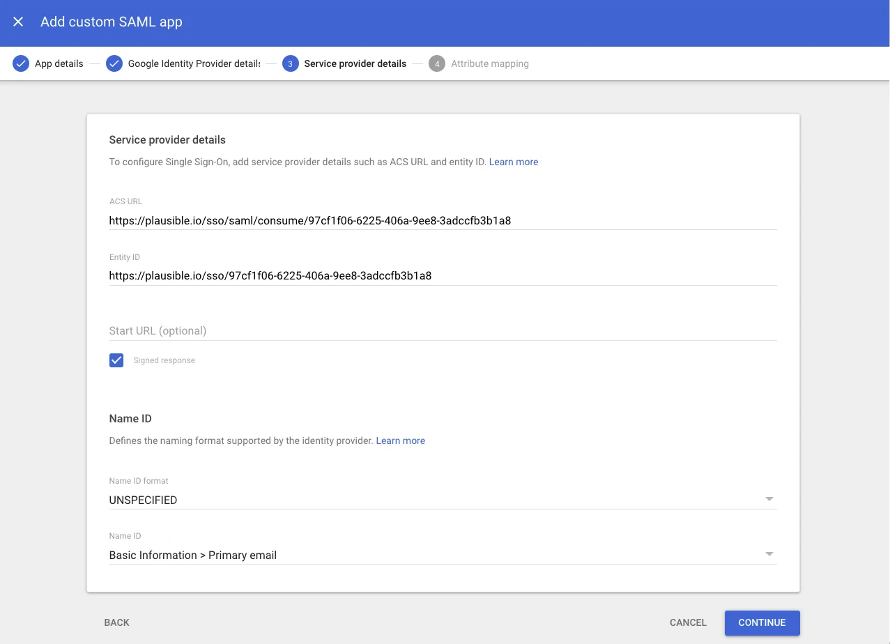 Google Workspace Service Provider details