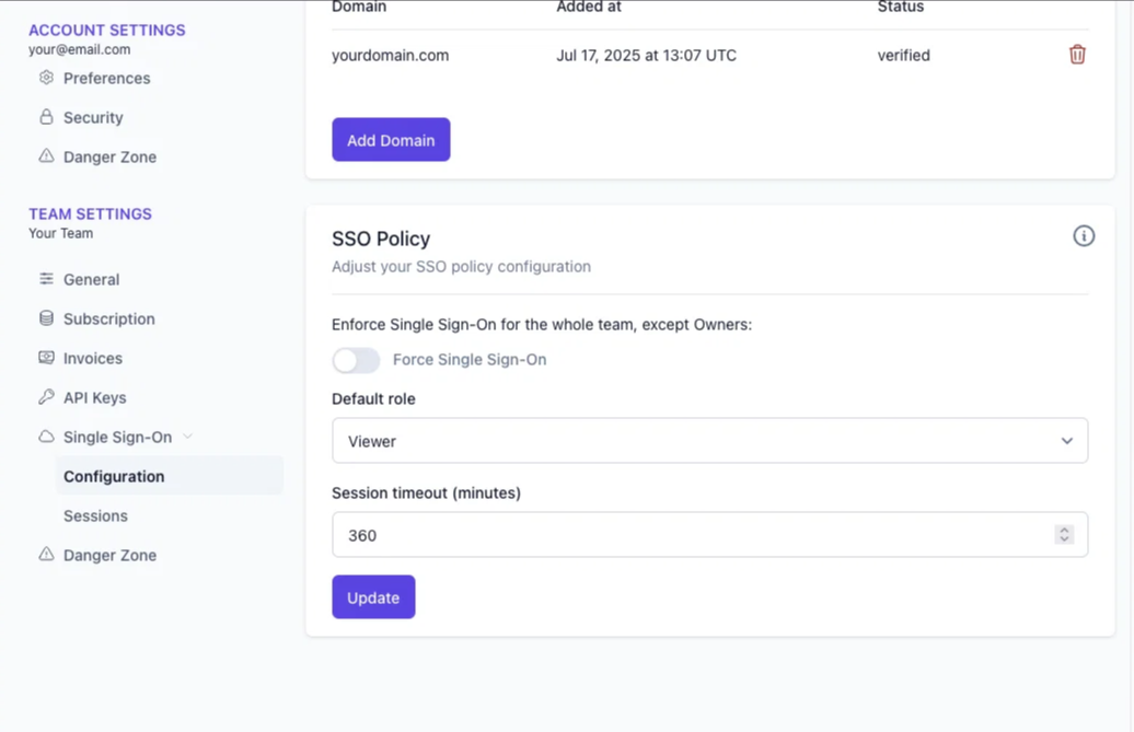 SSO policy with force SSO disabled