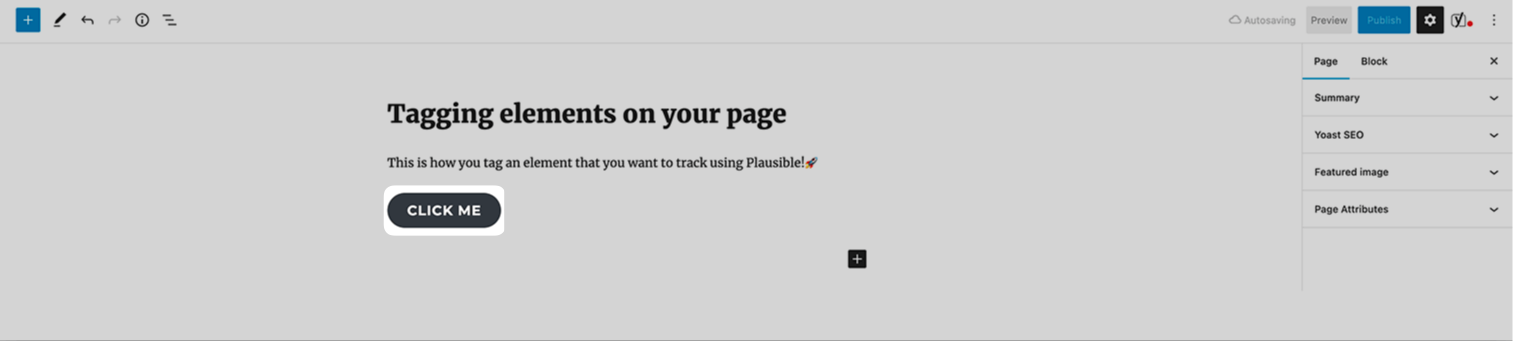 Click on any block element you want to track Click on any block element you want to track